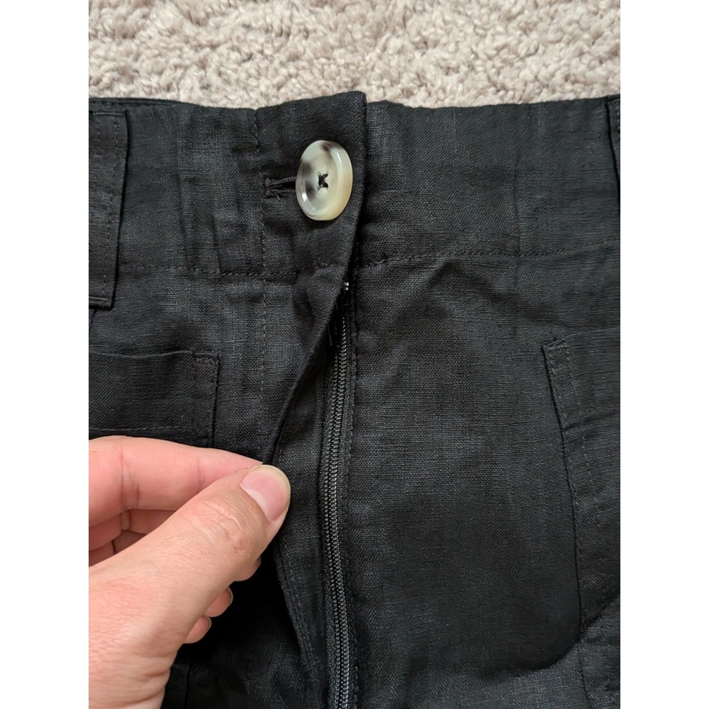 Quince 100% European Linen Patch Pocket Wide Leg Pants Black Size 8 NWT - Picture 3 of 12